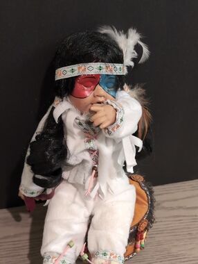 Native-Style Doll with Red & Blue Face Paint
